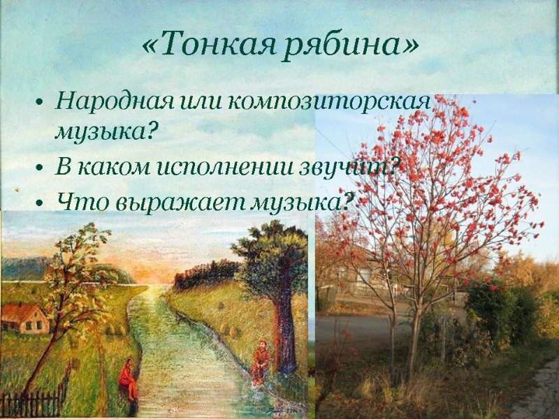 Корина Илона Викторовна «Тонкая рябина» Народная или композиторская музыка? В каком исполнении звучит? Что